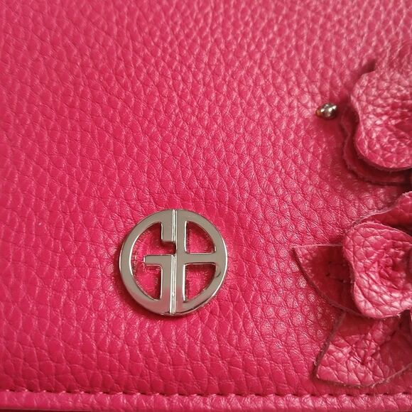 Giani Bernini's Crossbody Bag Hot Pink Rosettes Adjustable Straps Slip Pockets - Picture 11 of 15